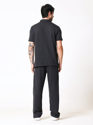 Charcoal Black Knit Polo Coord Set