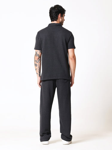 Charcoal Black Knit Polo Coord Set