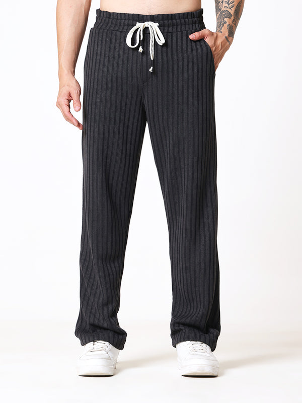 Charcoal Black Knit Polo Coord Set