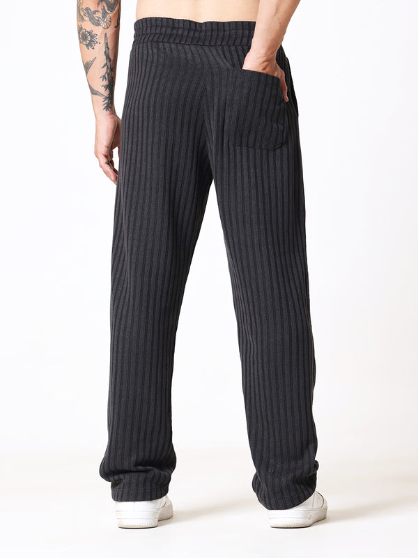 Charcoal Black Knit Polo Coord Set