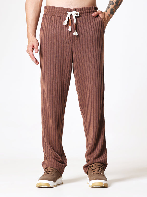 Coffee Brown Knit Polo Coord Set