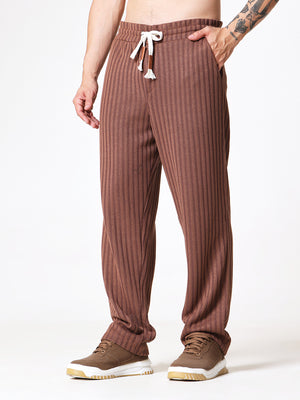 Coffee Brown Knit Polo Coord Set