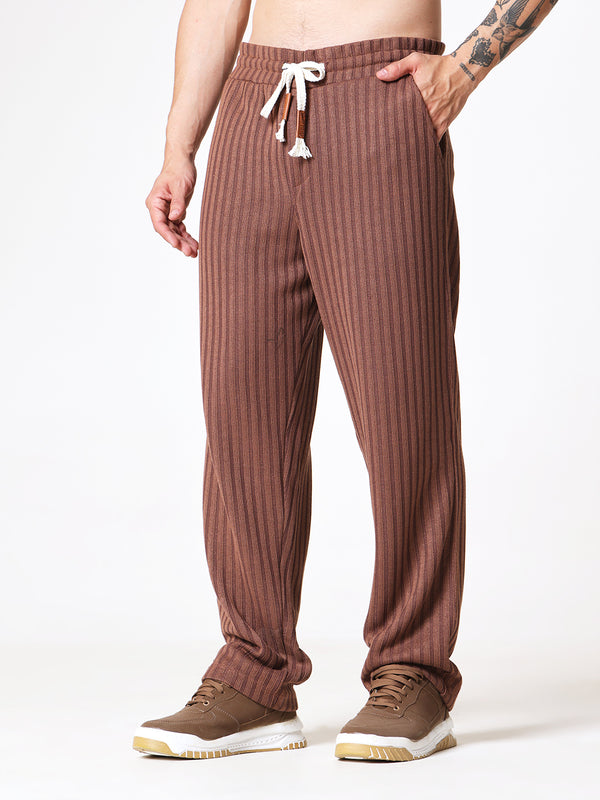 Coffee Brown Knit Polo Coord Set