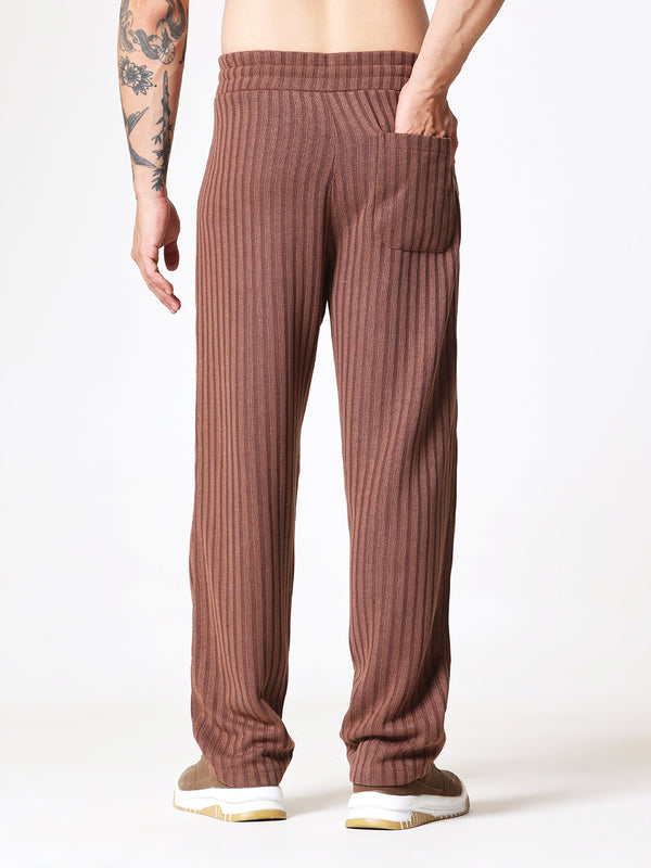 Coffee Brown Knit Polo Coord Set