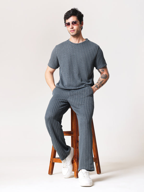 Bottle Green Knit Round Neck Coord Set