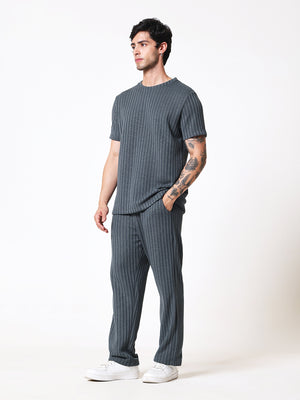 Bottle Green Knit Round Neck Coord Set