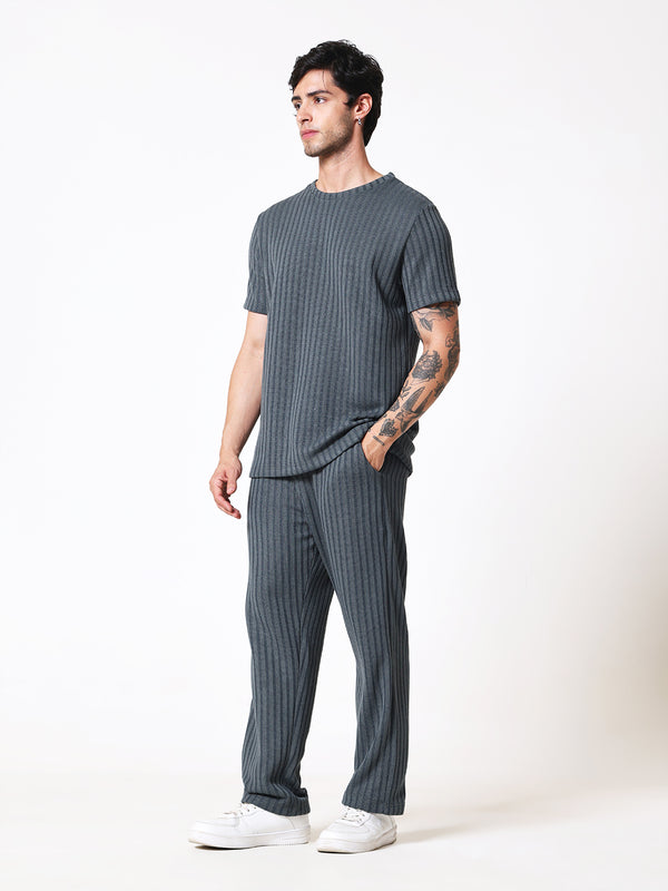 Bottle Green Knit Round Neck Coord Set