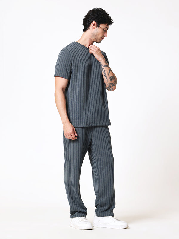 Bottle Green Knit Round Neck Coord Set