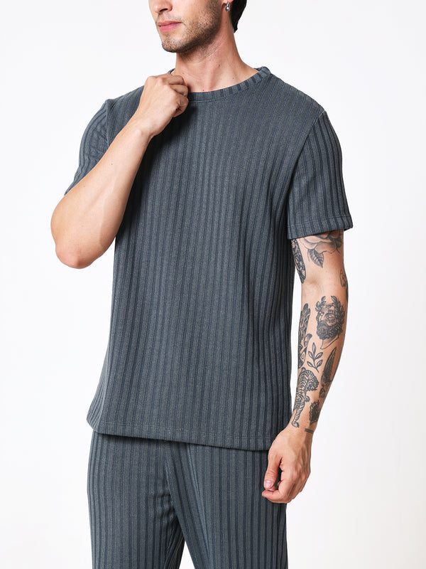 Bottle Green Knit Round Neck Coord Set
