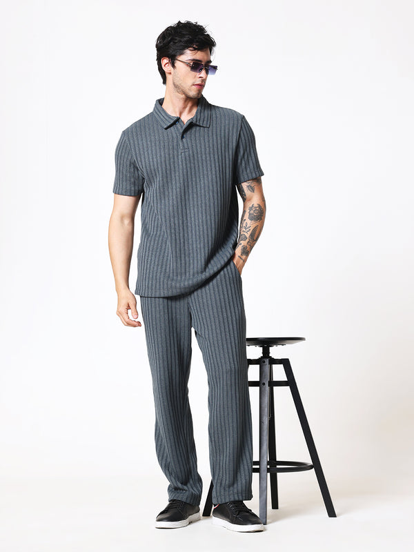 Bottle Green Knit Polo Coord Set
