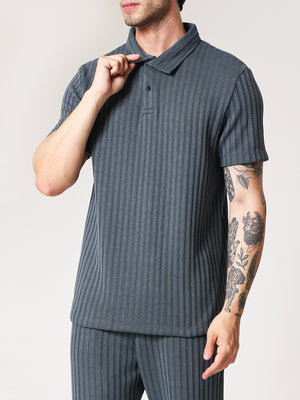 Bottle Green Knit Polo Coord Set