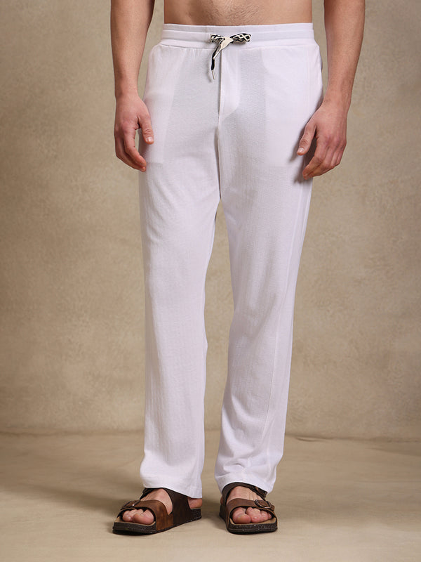 Milk White Linen Look Polo Co-ord Set