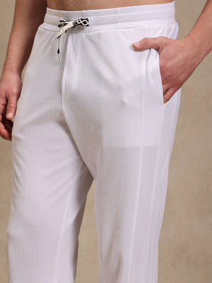 Milk White Linen Look Polo Co-ord Set