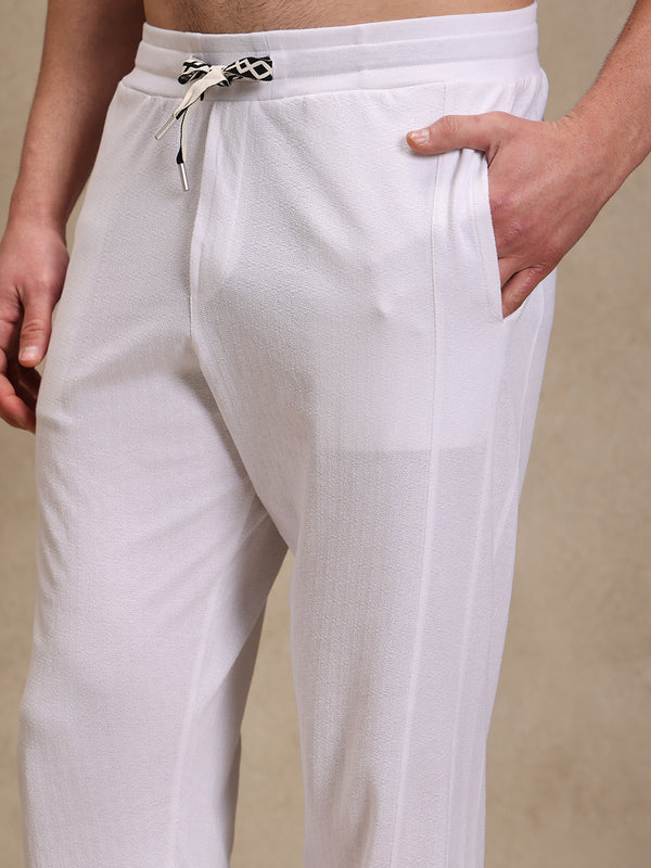 Milk White Linen Look Polo Co-ord Set