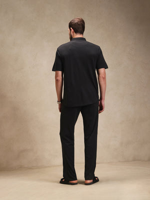 Charcoal Linen Look Polo Co-ord Set