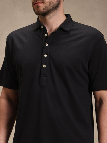 Charcoal Linen Look Polo Co-ord Set