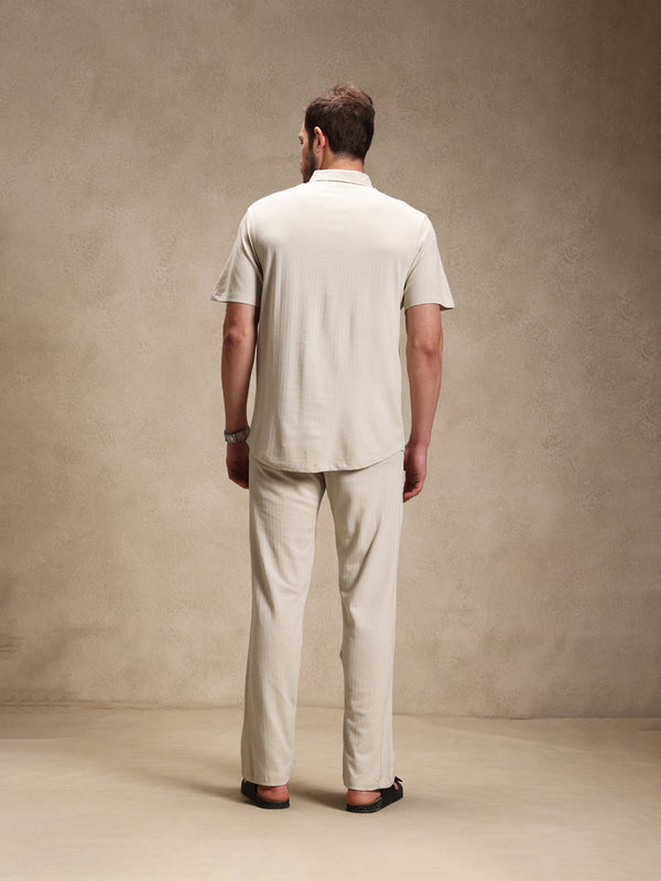 Sand Linen Look Polo Co-ord Set