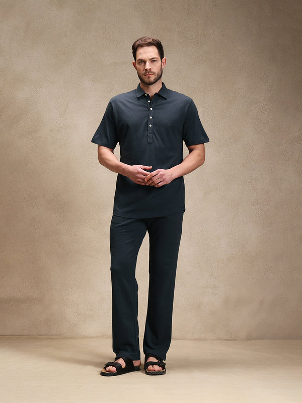 Ink Linen Look Polo Co-ord Set