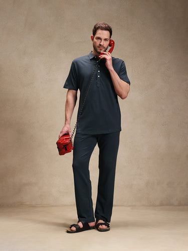 Ink Linen Look Polo Co-ord Set