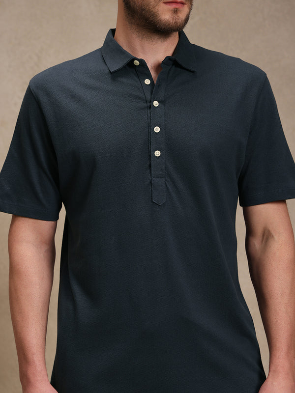 Ink Linen Look Polo Co-ord Set