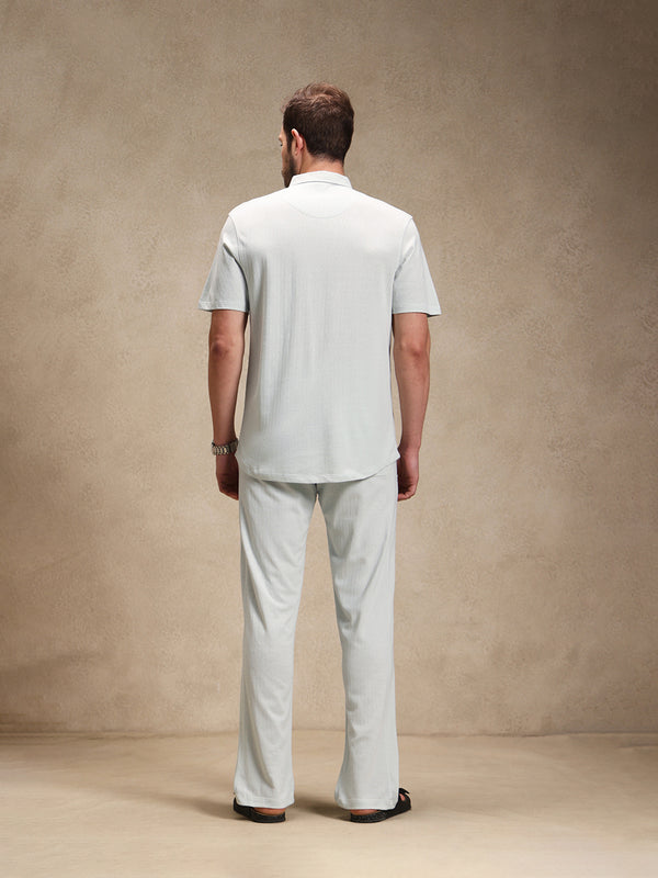 Mist Blue Linen Look Polo Co-ord Set