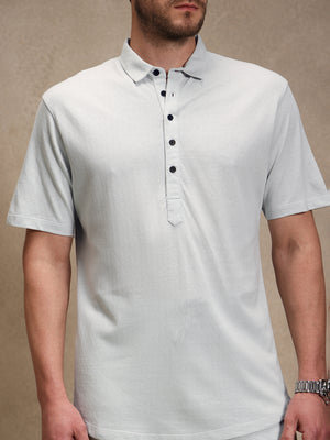Mist Blue Linen Look Polo Co-ord Set