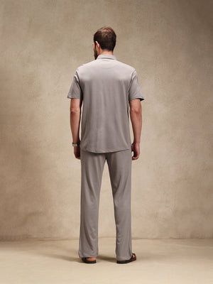 Stone Linen Look Polo Co-ord Set
