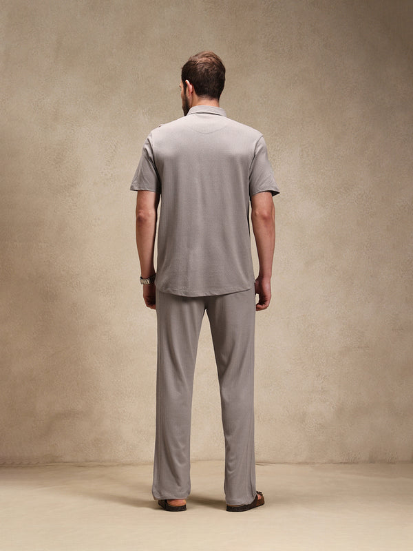 Stone Linen Look Polo Co-ord Set