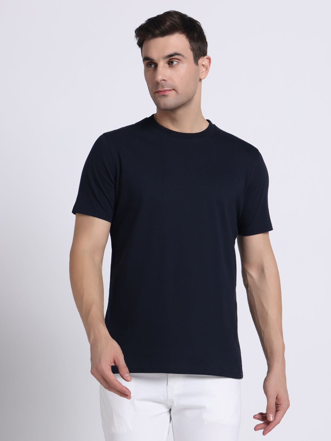 Navy Blue Round Neck