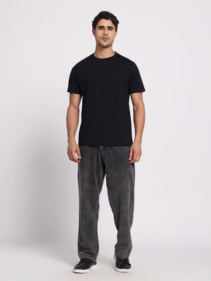 Deep Black Round Neck – 100% Cotton