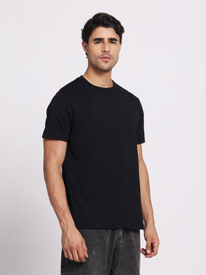 Deep Black Round Neck – 100% Cotton
