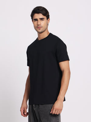 Deep Black Round Neck – 100% Cotton