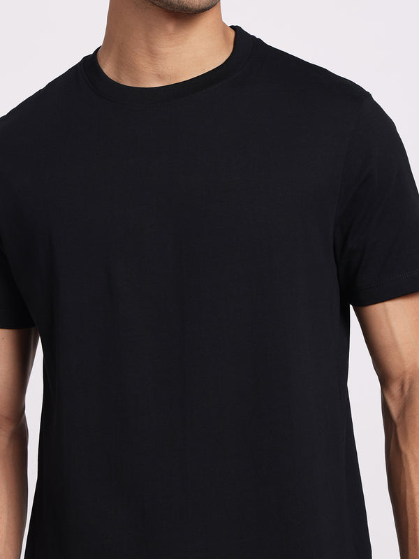 Deep Black Round Neck – 100% Cotton