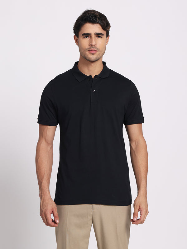 Jet Black Polo – 100% Cotton