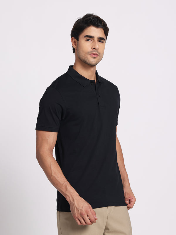 Jet Black Polo – 100% Cotton