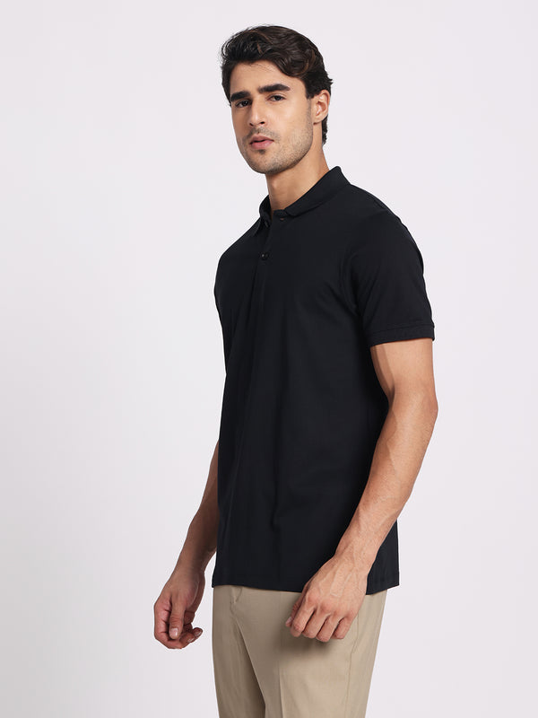 Jet Black Polo – 100% Cotton
