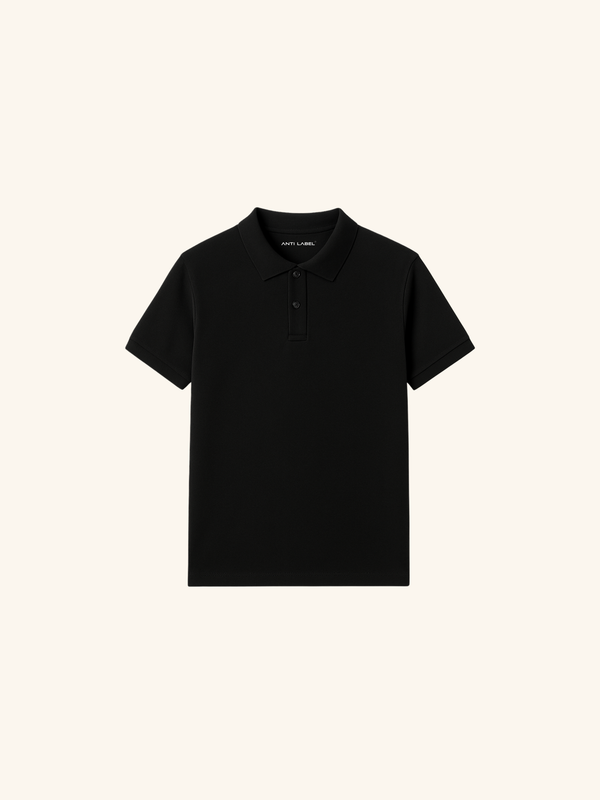 Deep Black Polo - Premium Pique