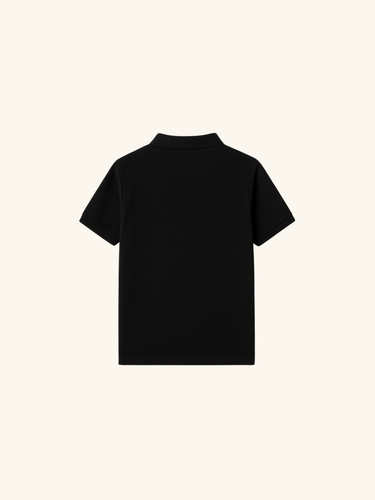 Deep Black Polo - Premium Pique