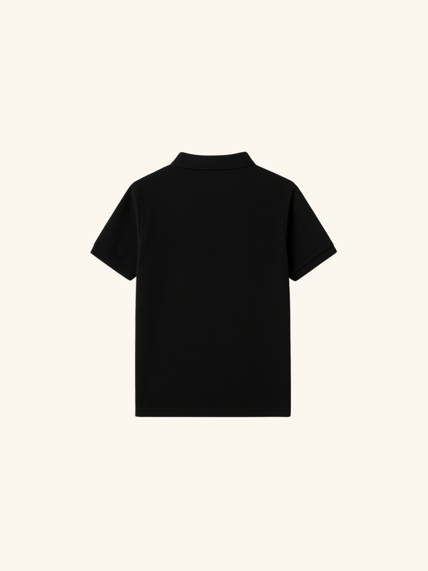 Deep Black Polo - Premium Pique