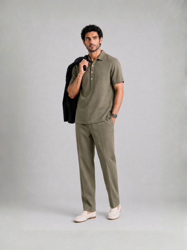 The Easy Linen Co-ord - Forest Olive