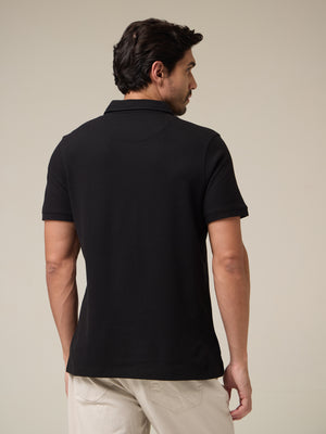 Solid Black Pique Polo