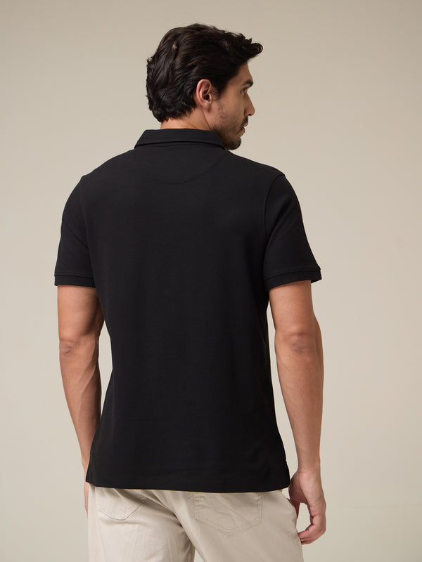 Solid Black Pique Polo