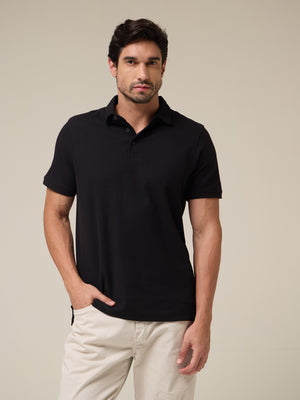 Solid Black Pique Polo