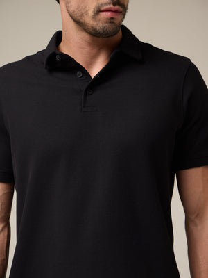 Solid Black Pique Polo