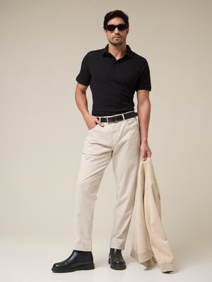 Solid Black Pique Polo