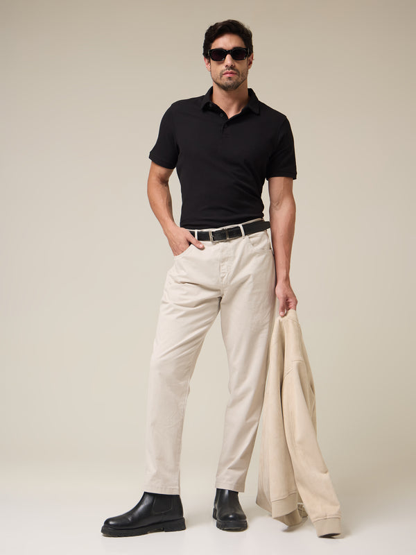 Solid Black Pique Polo