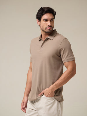 Sand Beige Pique Polo