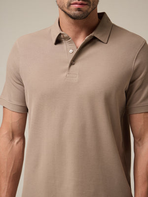 Sand Beige Pique Polo
