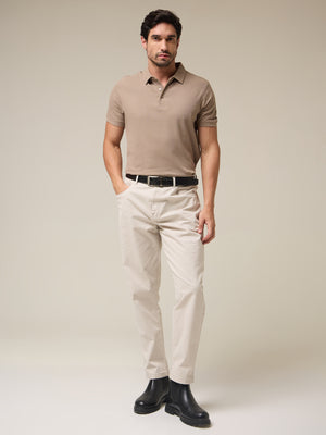 Sand Beige Pique Polo