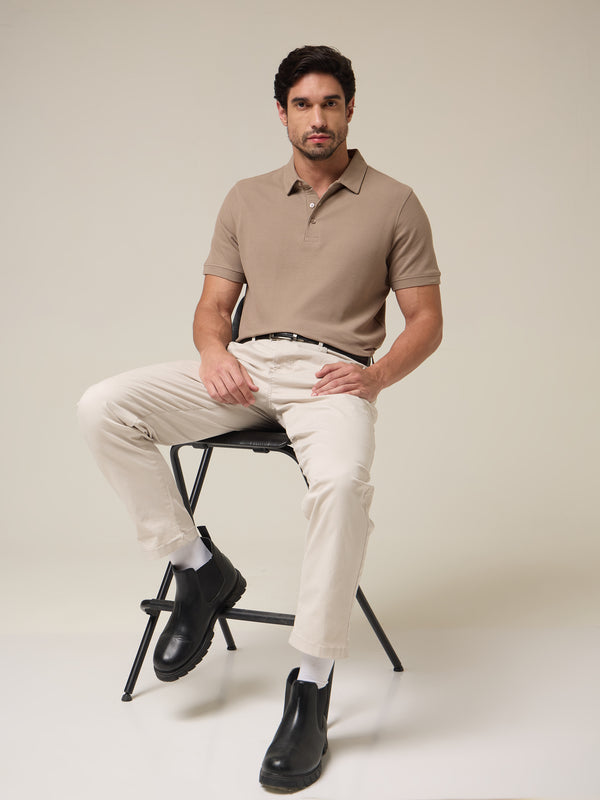 Sand Beige Pique Polo